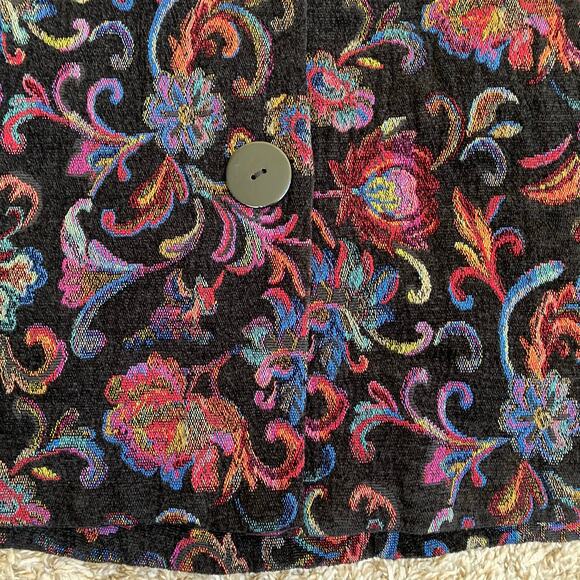 Habitat Sz M Floral Jacquard Tapestry Swing Coat Jacket Chunky Buttons Bohemian - Picture 16 of 16